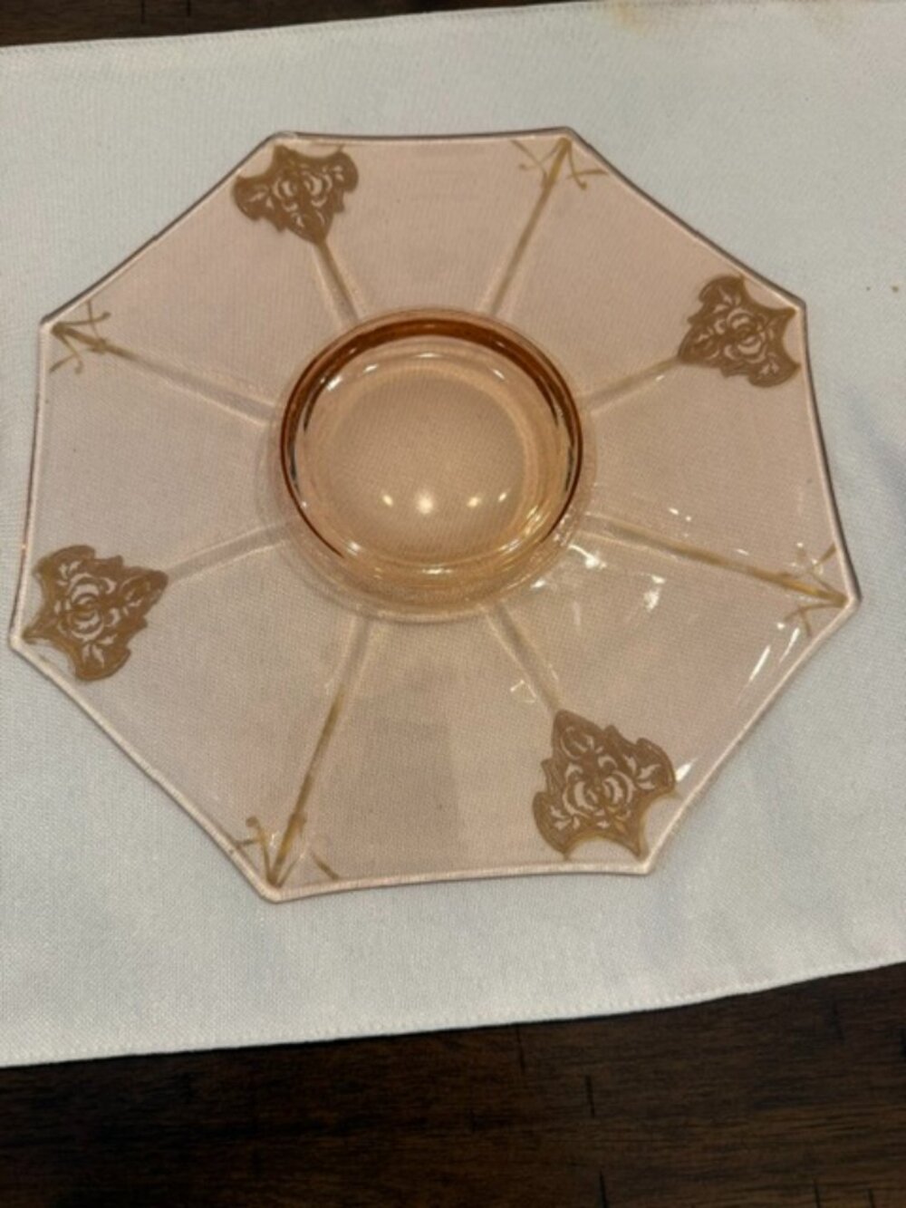 VTG 1930s Pink Depression Glass Octagon Plate 11"